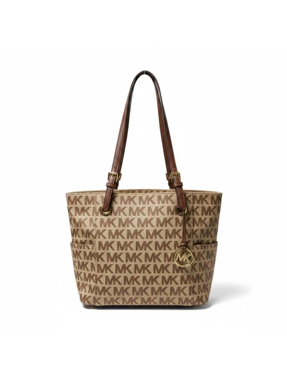 Michael Kors NWOT Jet Set Signature Monogram Tote  Tan/Brown